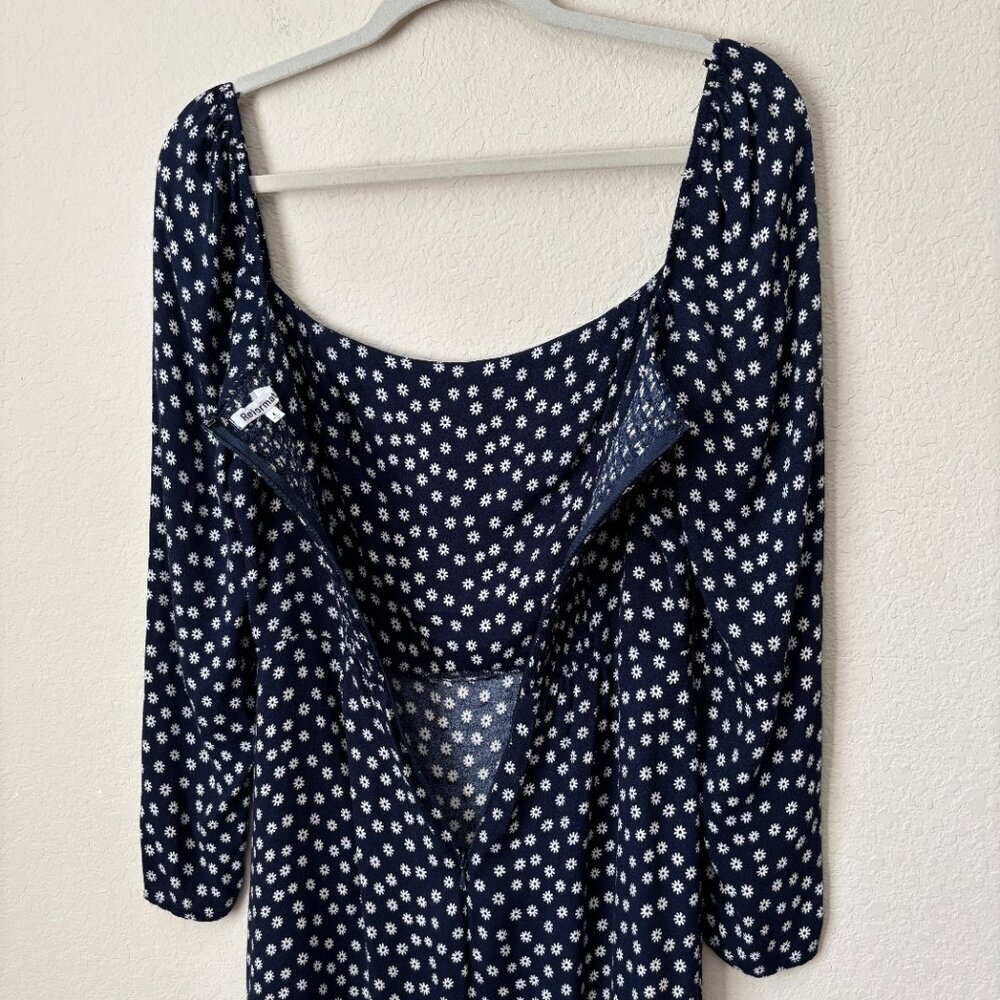 Reformation Peyton Midi Slit Dress in Flores Navy Floral Print - Picture 13 of 13